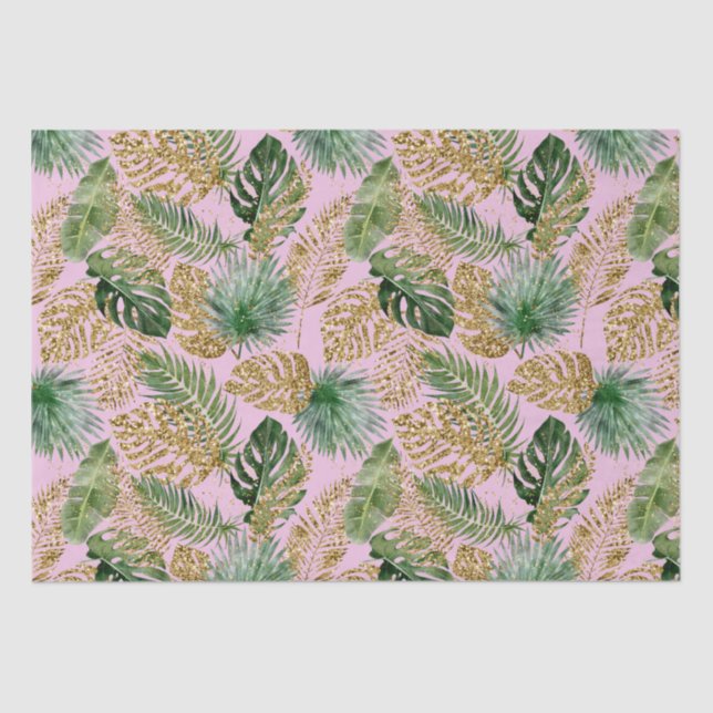 Papel De Seda Palm tropical moderna deja a Monstera Purpurina de (Anverso)