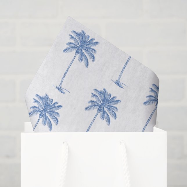 Papel De Seda Palma de Palmetto Azul y Blanco (Bolsa de regalo)