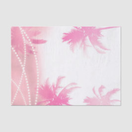 Papel De Seda Palmeras blancas rosadas y luces Verano tropical