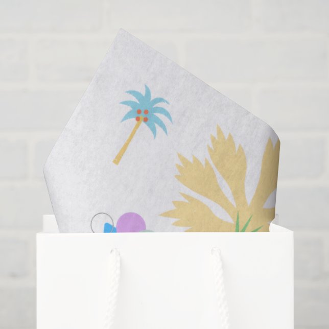 Papel De Seda Palmeras Gráficas Retro (Bolsa de regalo)