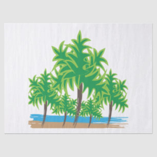 Papel De Seda Palmeras Playa Isla Tropical