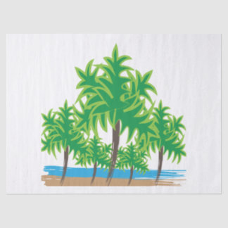 Papel De Seda Palmeras Playa Isla Tropical