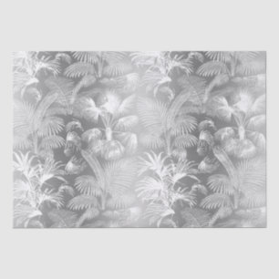Papel De Seda Palmeras tropicales modernas blancas en plata