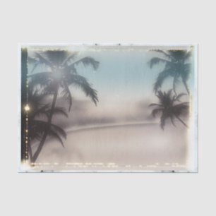 Papel De Seda Palmeras Vintage Playa Elegante Tropical Verano