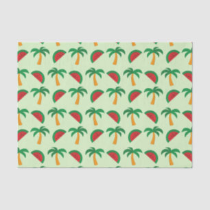 Papel De Seda Palmeras y patrón tropical de sandía