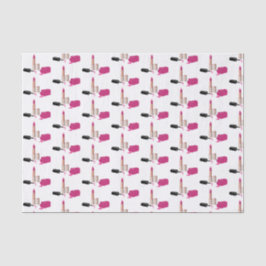 Papel De Seda Palo de labios de vidrio rosado y patrón de bellez
