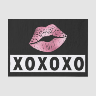 Papel De Seda Palo De Labios Rosa Besa XOXO Amor Negro Y Blanco