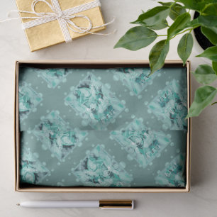 Papel De Seda Paloma con texto de paz celta en tonos aqua