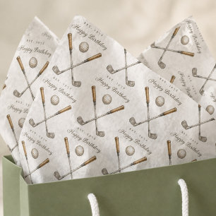 Papel De Seda Palos de Golf Cruzados Feliz Cumpleaños Año de Fun