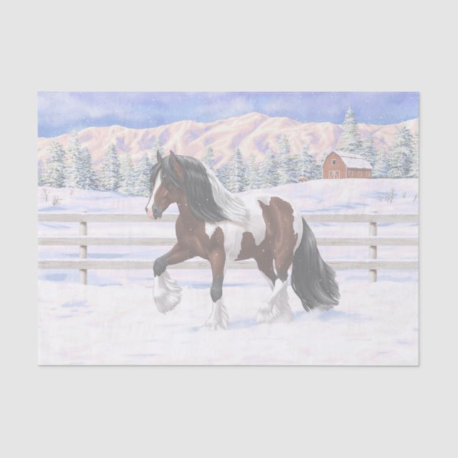 Papel De Seda Pan Bay Pinto Gypsy Vanner Borrador De Caballo En  (Anverso)
