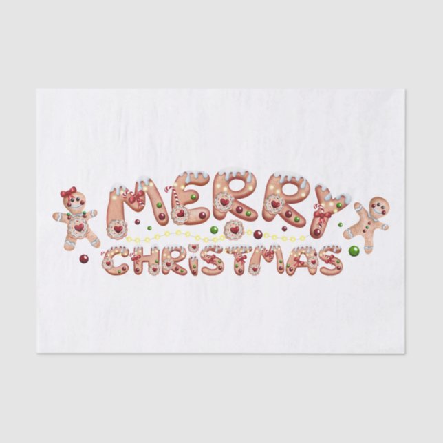 Papel De Seda Pan de jengibre hombres acuarela invierno Feliz Na (Anverso)