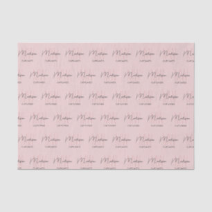Papel De Seda Panadería con logotipo de monograma rosa