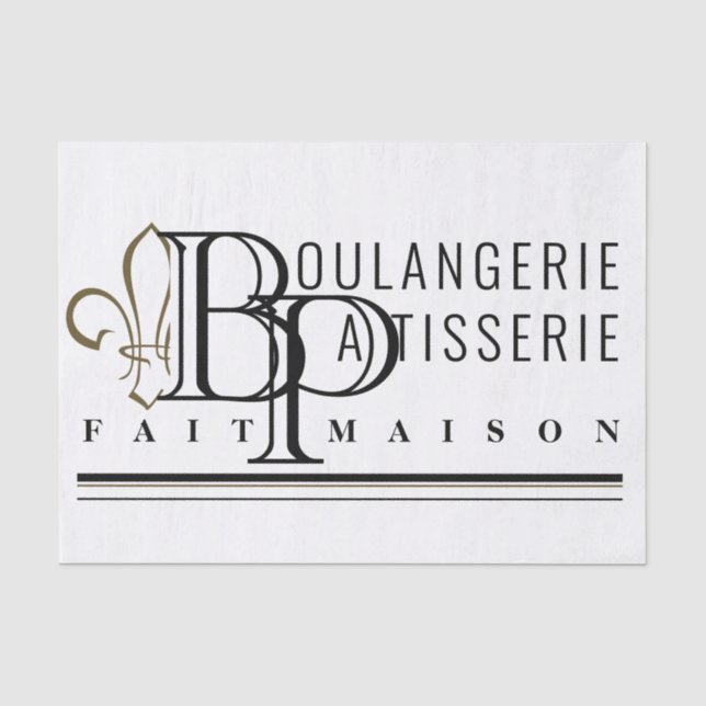 Papel De Seda Panadería francesa Boulangerie Fleur de Lis Decoup (Anverso)
