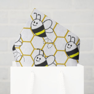 Papel De Seda Panal de abeja melífera negro amarillo blanco patr