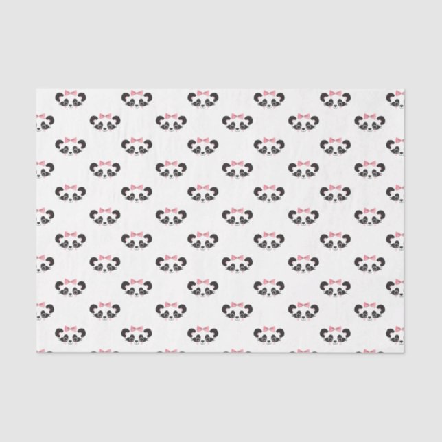 Papel De Seda Panda Bear Rosa Cute Panda Face Patterado (Anverso)