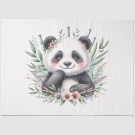 Papel De Seda Panda Bear with Bamboo Floral Watercolor
