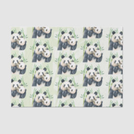 Papel De Seda Panda color agua rompe con mamá y bebé en Bambú
