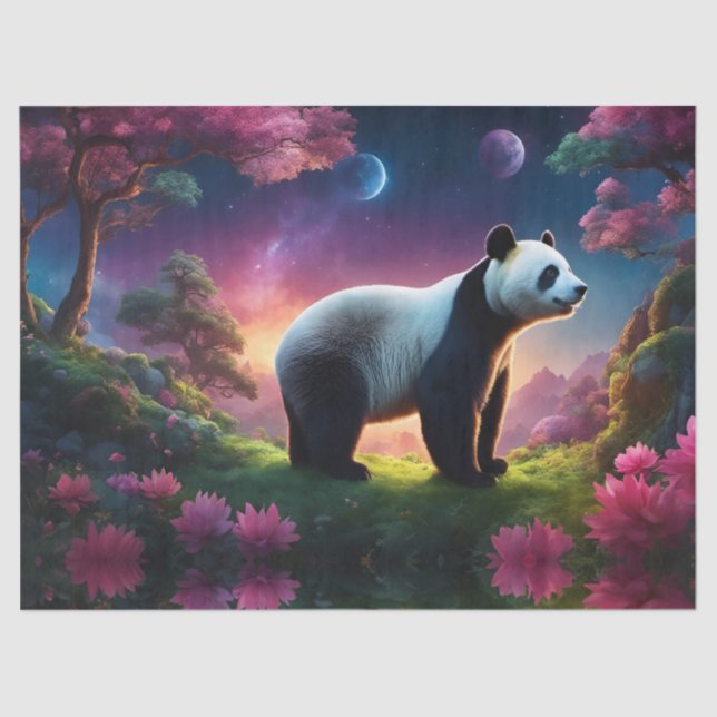 Papel De Seda Panda en un jardín de fantasía (Anverso)
