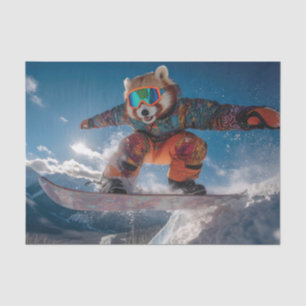 Papel De Seda Panda Rojo Snowboard en un colorido traje de nieve