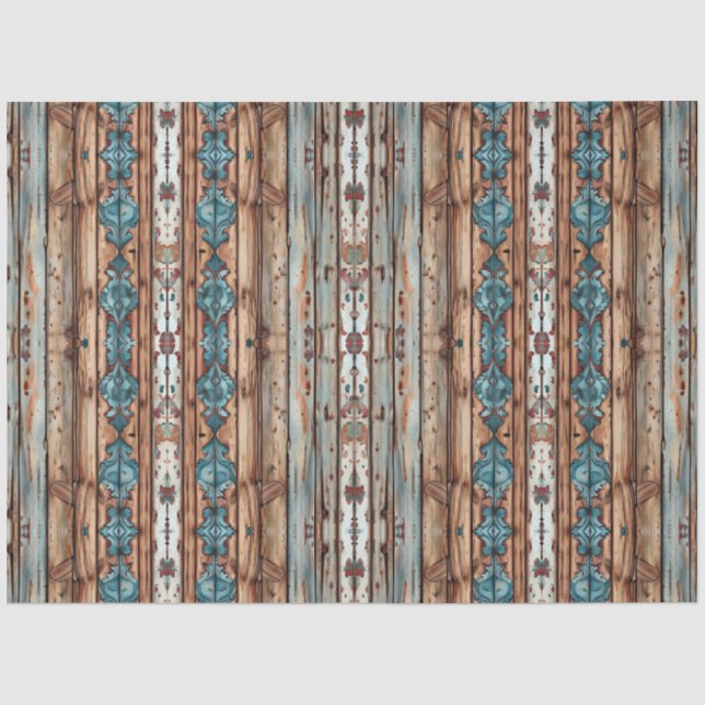 Papel De Seda Panel Azul y Rústico de Otoño Decoupage (Anverso)