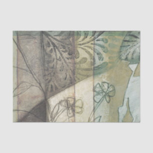 Papel De Seda Panel de jardín con hojas, flores y hierba