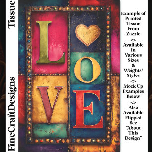Papel De Seda Panel Retro Patchwork “LOVE” Letrero DP9F Decoupag