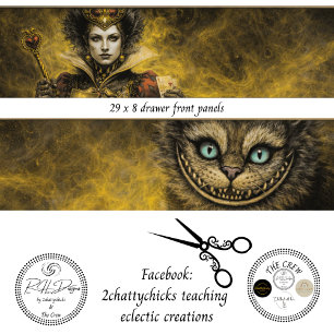 Papel De Seda Paneles de cajón de fantasía de reina y gato desco
