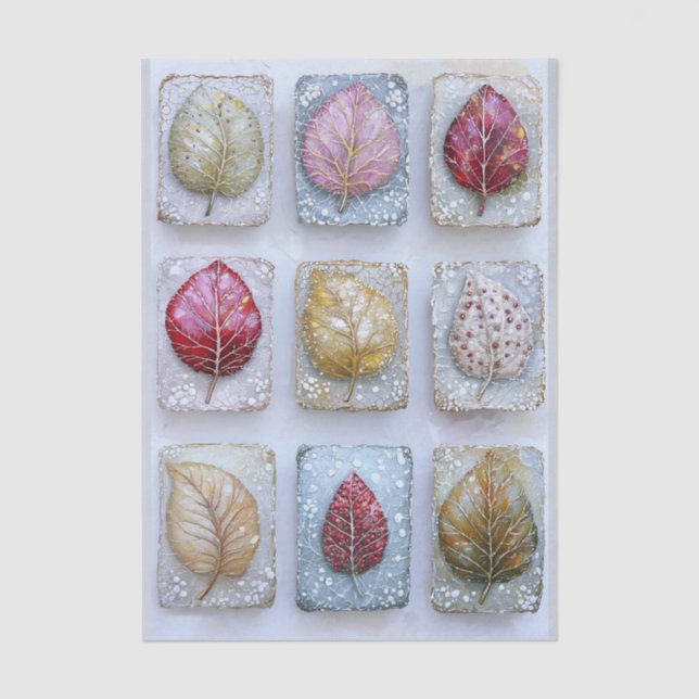 Papel De Seda Paneles decorativos de hojas de medios mixtos ER8R (Anverso)