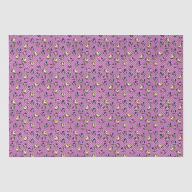 Papel De Seda Pansias rosa morado y amarillo bonito (Anverso)