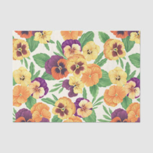 Papel De Seda Pansies en blanco roto