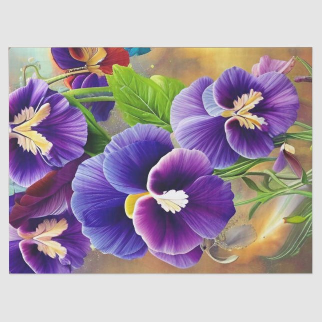 Papel De Seda Pansies púrpura -IA ART (Anverso)