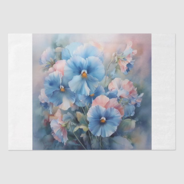 Papel De Seda Pansies Tissue Paper (Anverso)