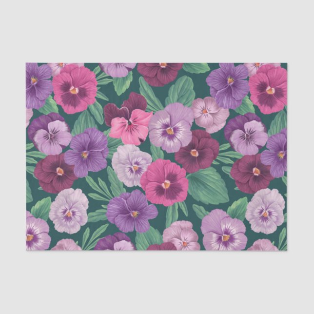 Papel De Seda Pansitas coloridas sobre azul verdoso oscuro (Anverso)