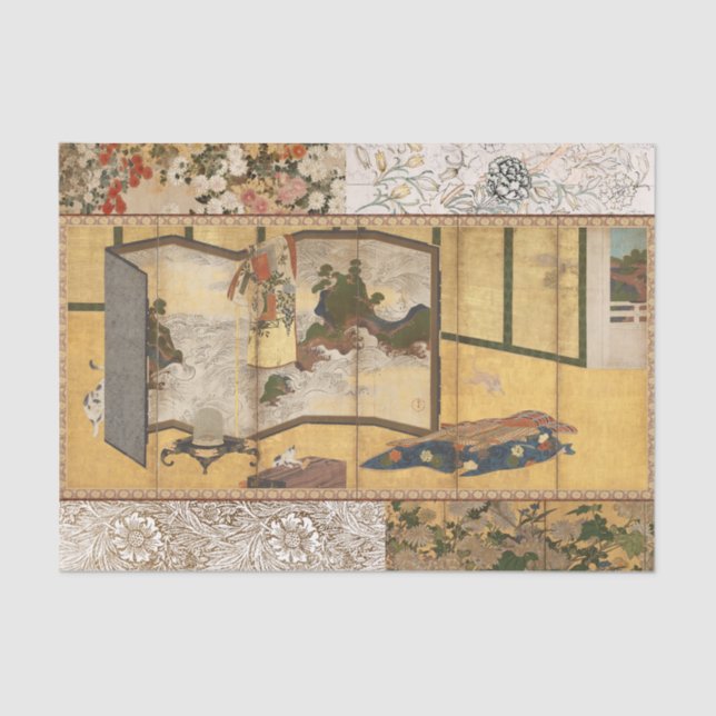 Papel De Seda Pantalla de cambio de Coromandel pintado (Anverso)