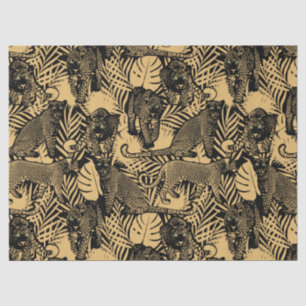 Papel De Seda Pantera exótica / Leopardo negro y oro