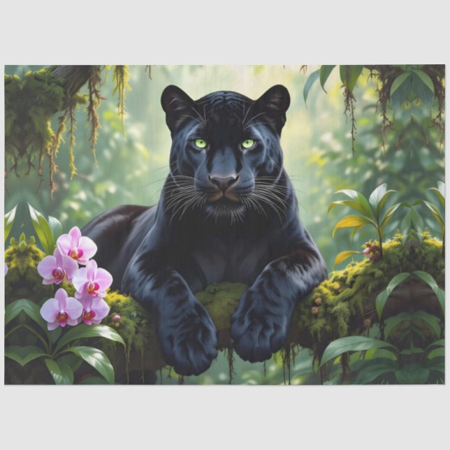 Papel De Seda Pantera negra en la selva (Anverso)