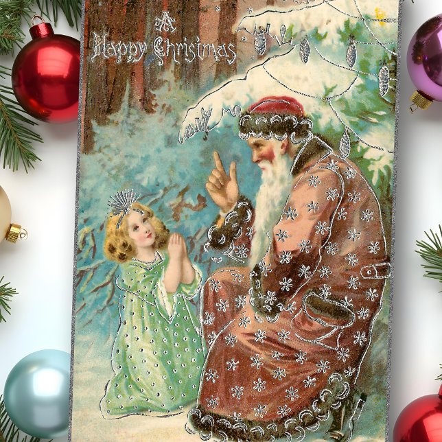 Papel De Seda Papá Navidad en el bosque de invierno con Ángel (Subido por el creador)