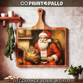 Papel De Seda Papá Noel cerca de una chimenea en Navidad 