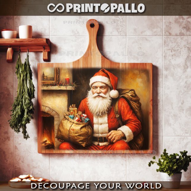 Papel De Seda Papá Noel cerca de una chimenea en Navidad  (Subido por el creador)