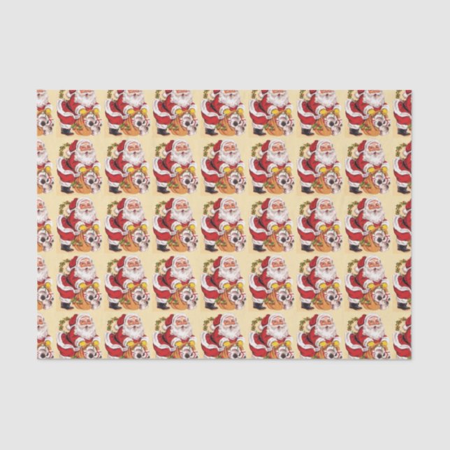 Papel De Seda Papá Noel con bolsa de juguetes Nochebuena (Anverso)