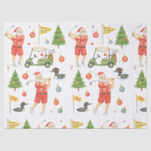 Papel De Seda Papá Noel de golf de Navidad jugando al golf en Mi