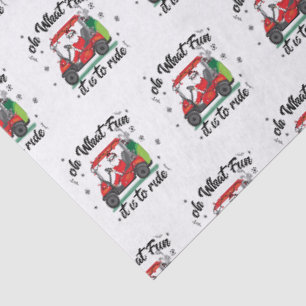 Papel De Seda Papá Noel de Navidad montando un carrito de golf