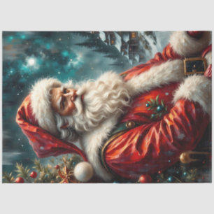 Papel De Seda Papá Noel en el cielo de invierno Santa Clásico