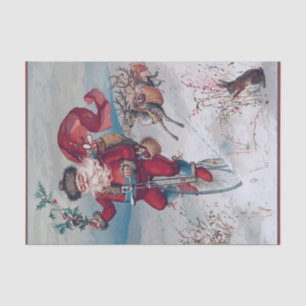 Papel De Seda ¡Papá Noel en un reno de unicciclo justo atrás!