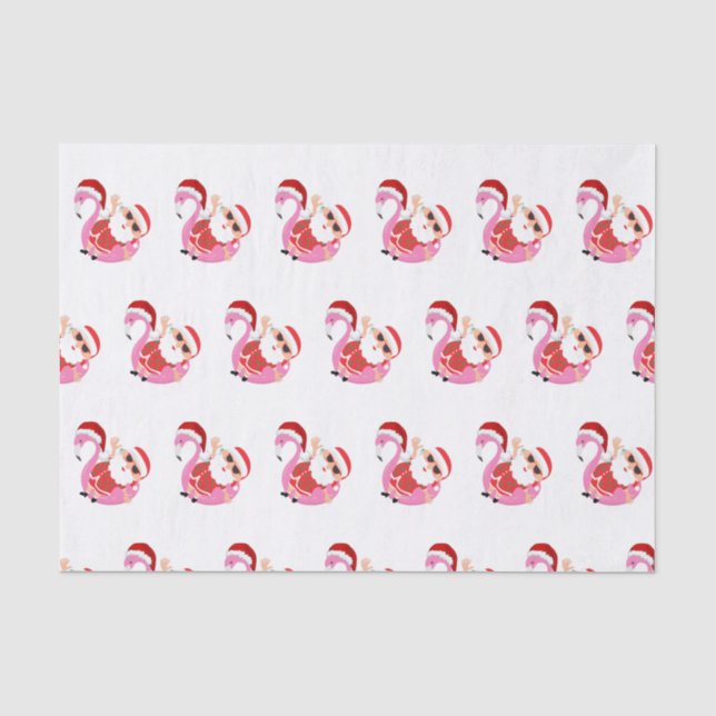 Papel De Seda Papá Noel Flamenco Rosa Vacaciones de Navidad (Anverso)
