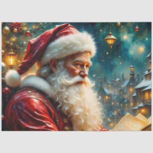Papel De Seda Papá Noel leyendo a la luz de una linterna