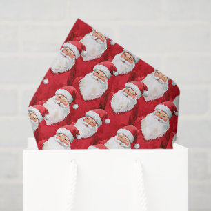 Papel De Seda Papá Noel Navidad Alegre Rojo Blanco Dorado