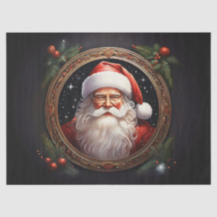 Papel De Seda Papá Noel nostálgico en marco dorado Decoupage Cra