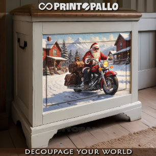 Papel De Seda Papá Noel sale de vacaciones en bicicleta en la ni