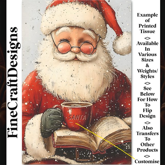 Papel De Seda Papá Noel, Taza, Libro, Decoupage Personalizado AZ (Subido por el creador)